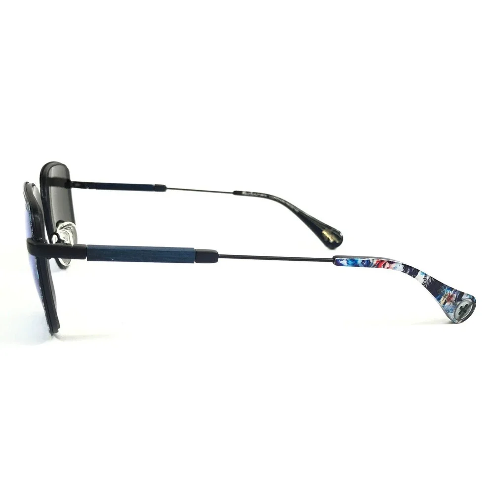 Robert Graham Sunglasses LLOYD NAV Navy Square Frames with Mirrored Blue Lenses